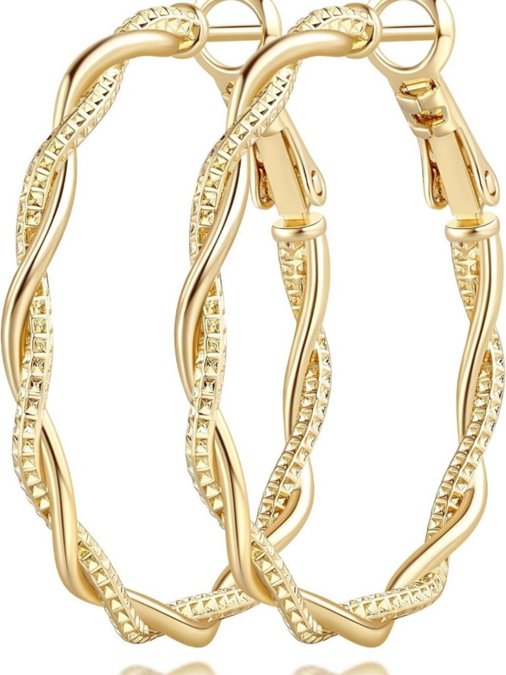 Elegant 14K Gold Hoop Earrings for Women - 34mm Stylish Jewelry Accessory